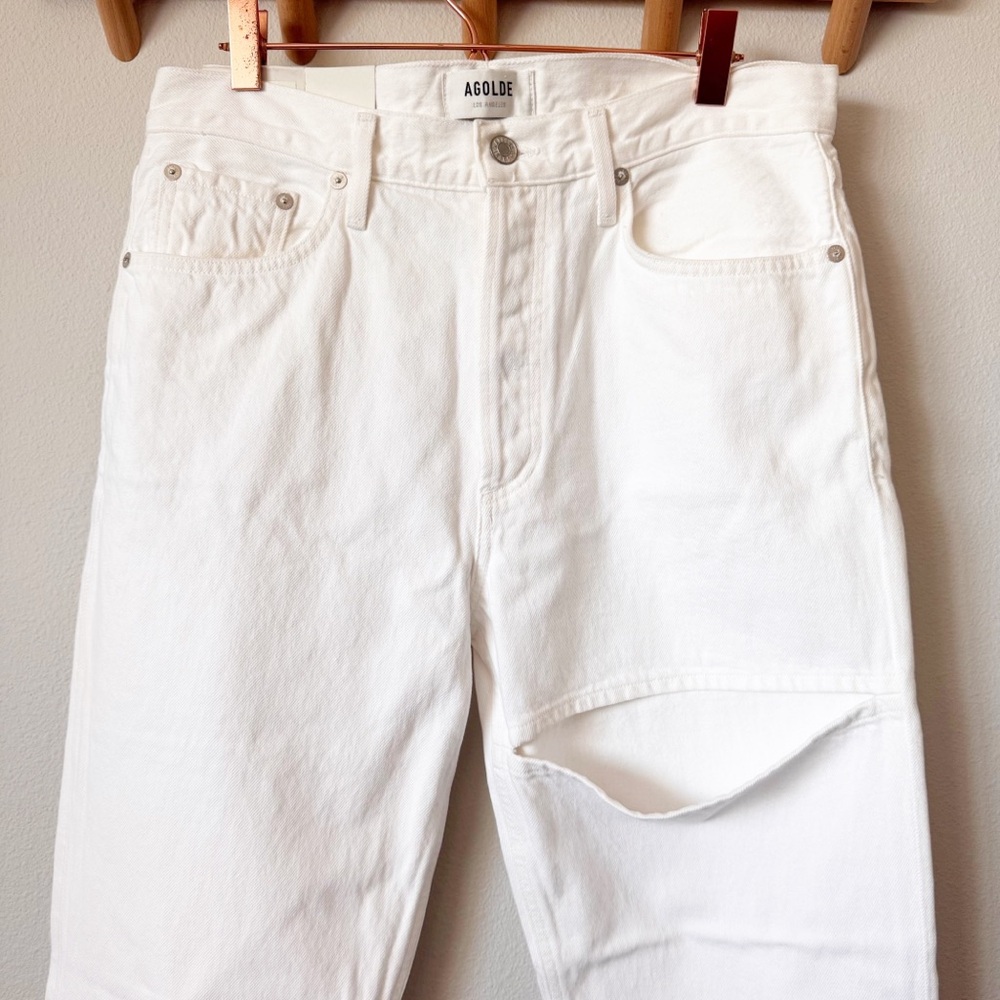 Agolde White Lana Slice Mid Rise Straight Jeans in Element NWT - Picture 5 of 16